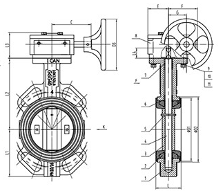 渦輪蝶閥結構圖 渦輪蝶閥結構圖